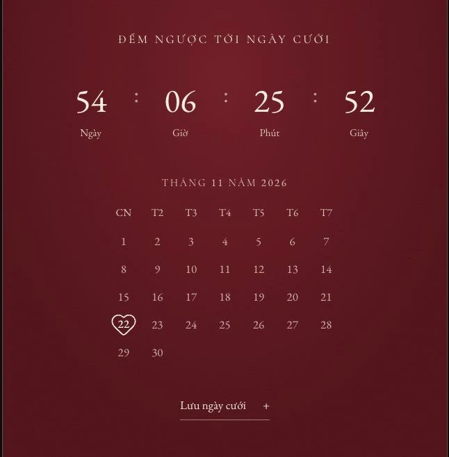 Đếm ngược & lịch — Khách thấy ở đây. Ảnh chụp giao diện tiếng Việt.